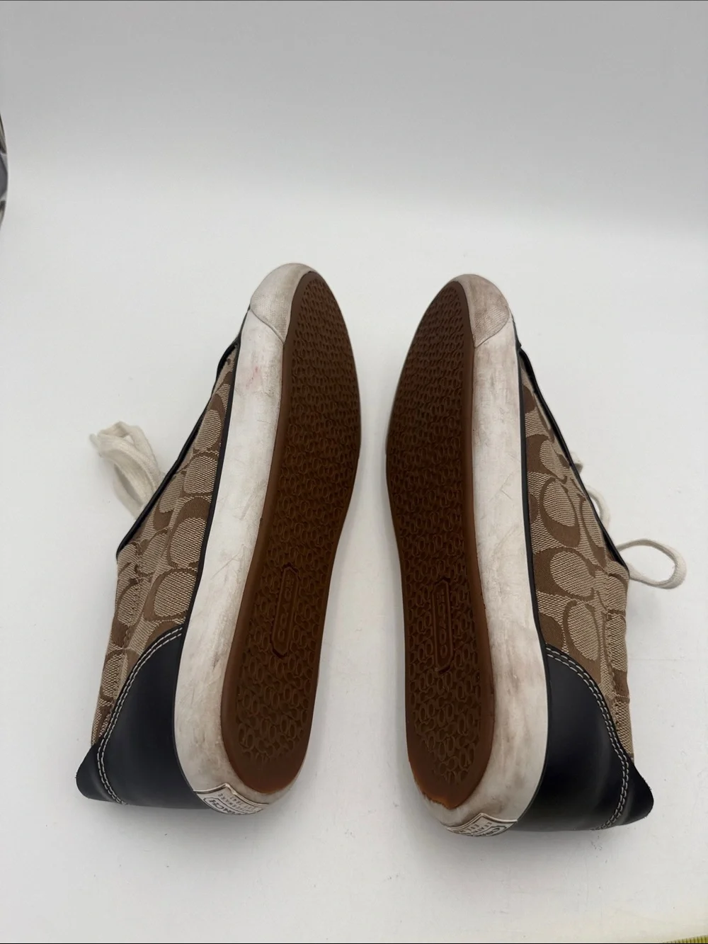 Coach Tan/Brown Signature Canvas Lace-Up Sneakers women 12 casual Y2K vacation